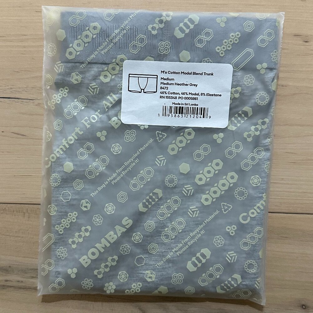 [NWT] Bombas Men's Cotton Modal Blend Trunk in Medium Heather Grey (Medium)